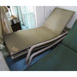 SUN LOUNGERS, a pair, each 80cm W x 185cm L.