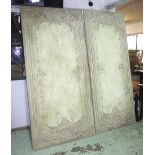 WALL PANELS, a near pair, Neo-classical style painted canvas with foliate and floral details,