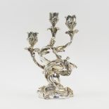 ERICUIS CANDELABRUM, each with three foliate cast candle branches in Rococo style, 31cm H max.