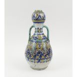 ISNIK POTTERY VASE, hand painted traditional designs in colours, 29cm H.