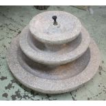 GRANITE FOUNTAIN, 20th century granite, freestanding comprising three dished bowls,
