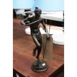 BRONZE FIGURE, man with a snake, 34cm H.