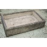 TROUGH, 20th century reconstituted stone of low rectangular form, 20cm H x 100cm W x 60cm D.