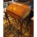 BUREAU DE DAME, late 19th century French rosewood with marquetry detail, gilt metal mounts,