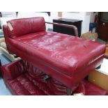 NATUZZI 'OSAKA' CHAISE LONGUE, with wine coloured leather upholstery, 174cm L x 71cm H.