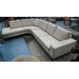 BO CONCEPT CORNER SOFA, alcantara upholstery, neutral colour, with seven decorative pillows,