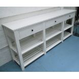 KITCHEN SIDEBOARD/DRESSER, white painted, with three frieze drawers with two undertiers,