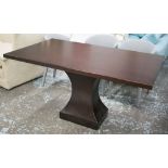 DINING TABLE, by Coote and Bernardi, mahogany with rectangular top on pedestal,