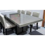 ARMANI CASA DINING TABLE, in a lacquered faux crocodile skin finish pattern,