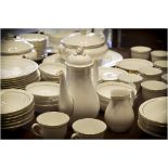 DINNER SERVICE, Royal Worcester Bone China Contessa pattern white and gold, twelve settings,