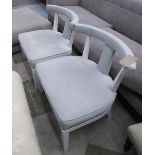 SIDE CHAIRS, a pair, Klismos style, need reupholstering, each 72cm W x 73cm H x 56cm D.