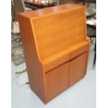 BUREAU, by Remploy drop down front with fitted interior with two drawers and cupboard below,