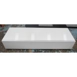 LOW UNIT, white, high gloss Italian design, 160cm L x 53cm W x 31cm D.