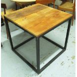 RALPH LAUREN END TABLE, with a plank top on a metal base, stamped 'Ralph Lauren,