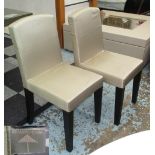 ARMANI CASA CHAIRS, a set of eight, in a shimmering light olive coloured upholstery,