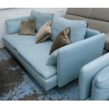 SOFA, Contemporary style, light blue, metal supports, 200cm W x 96cm D x 87cm H.