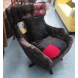 SWIVEL CHAIR, by Squint, velvet and patchwork, 81cm W x 88cm D x 94cm H.