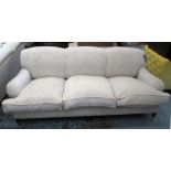 GEORGE SMITH SOFA, three seater, Howard style in patterned chenille, approx.