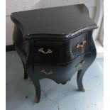 BEDSIDE CHESTS, a pair, black faux crocodile skin patterned with gilt handles,