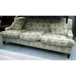 SOFA, three seater, Howard style, in floral fabric, on square supports, 223cm L.