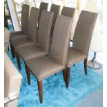 DINING CHAIRS, a set of eight, high backs, each 47cm W x 47cm D x 107cm H.