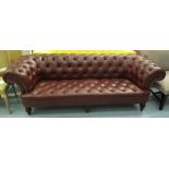 GEORGE SMITH CHESTERFIELD SOFA, brown leather, 240cm x 76cm H x 93cm.