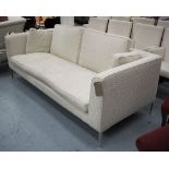 B&B ITALIA SOFA, three seater, cream and grey graphic design on metal supports, 231cm L x 78cm H.