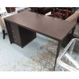 ARMANI CASA LEATHER WRITING DESK AND ASSOCIATED DRAWERS, 70cm D x 140cm W x 76cm D.