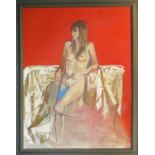 A CHAMBERLIN, 'Leaning nude', oil on canvas, signed and dated 2013 lower left, 149cm x 113cm,