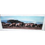 21ST CENTURY PHOTOPRINT, elephants, on acrylic, 180cm x 60cm.