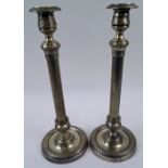 SILVER PLATED CANDLESTICKS, a pair, Continental manner, 35.5cm H.