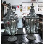 STORM LANTERNS, a pair, urn shaped with five internal night light holders, 73cm H.