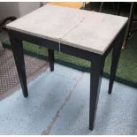 HALL TABLE, with shagreen top on square ebonised supports, 70cm x 40cm x 67cm H.