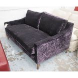 SOFA, two seater, with purple upholstery, 173cm L.