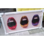 21ST CENTURY PHOTOPRINT, lips, on acrylic, 60cm x 120cm.