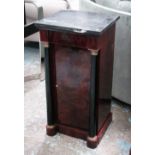 BEDSIDE CABINET, Empire style mahogany with a black marble top, 35cm x 40cm x 80cm H.