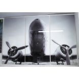 21ST CENTURY PHOTOPRINT TRYPTICH, of an aircraft, on acrylic,