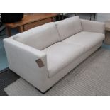 SOFA BY MERIDIANI, two seater, in neutral fabric on square supports, 213cm L.