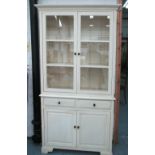 DISPLAY CABINET, Nordic style, cream painted. 105cm W x 40cm D x 200cm H.