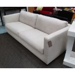 SOFA BY MERIDIANI, two seater, in neutral fabric on square supports, 213cm L.