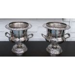 WINE COOLER'S, a pair, Rococo style plated metal finish, 29cm diam. x 30cm H.