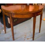 CARD TABLE, George III satinwood, ebony and harewood,