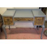 DRESSING TABLE, early 20th century walnut and later painted with five drawers,