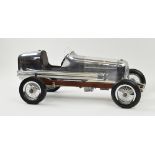 MODEL RACING CAR, in aluminium finish, 47cm L.