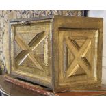 TABLE CABINET, Continental, carved giltwood, with geometric locking fallfront and fitted interior,