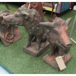 WILD BOARS OF FLORENCE, a pair, in terracotta effect finish, 56cm H.