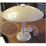 MUSHROOM TABLE LAMP, Bauhaus, circa 1930, by Kurt Schuhmacher in grey and ivory lacquered finish,