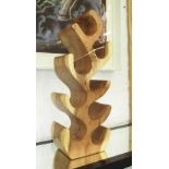 WOODEN WINE RACK, for eight bottles, polished solid wood, 70cm H x 27cm W.