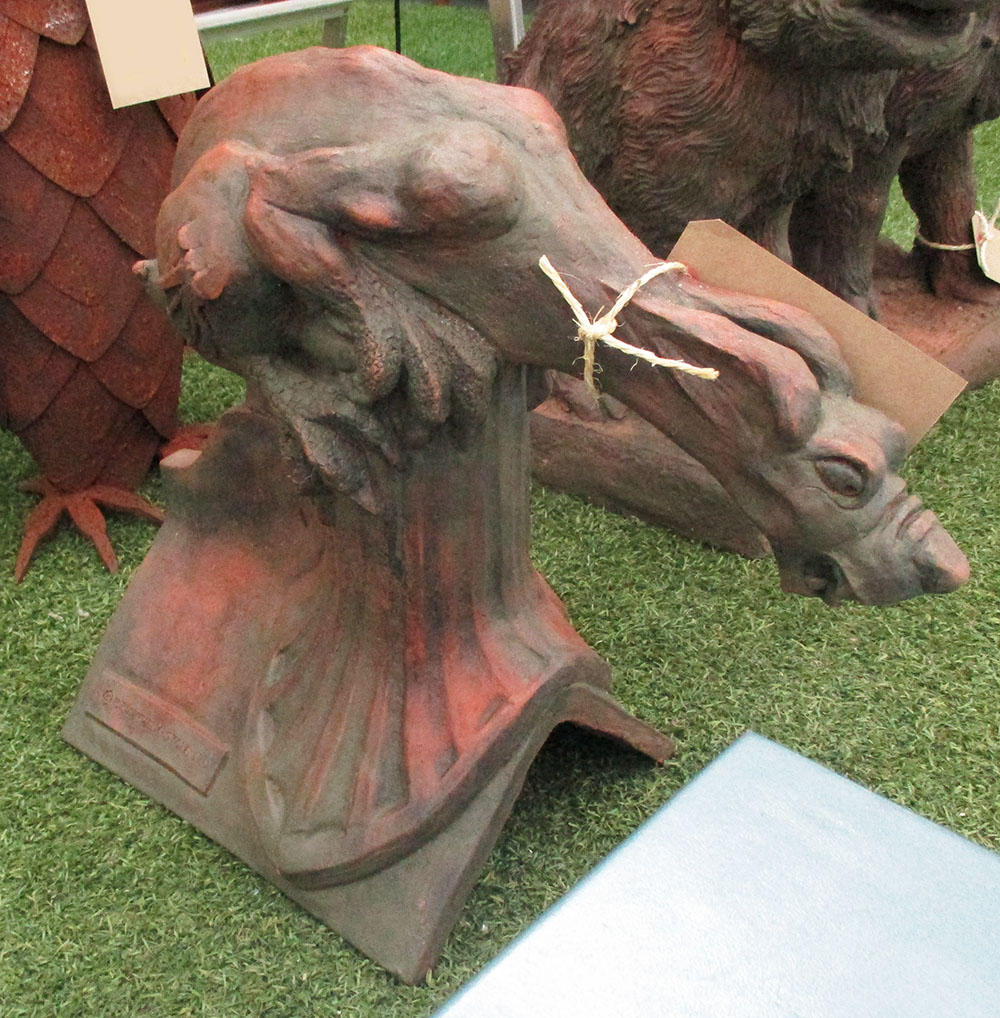 ROOF TILE 'DRAGON', in terracotta, 43cm H.