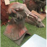 ROOF TILE 'DRAGON', in terracotta, 43cm H.